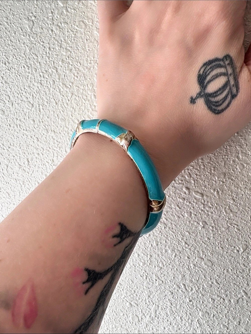 Vintage Turquoise Blue & Gold-Tone Cuff Bracelet